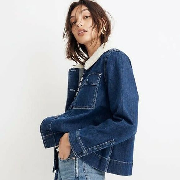 Madewell Jackets & Blazers - Madewell Jacket Denim Northward Crop Army Sherpa